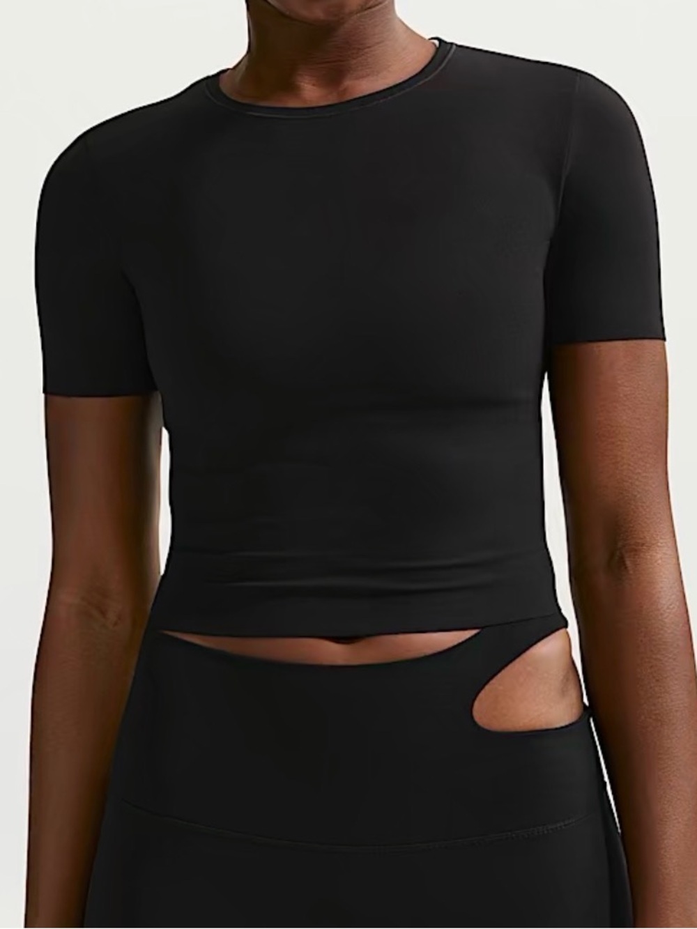 Nike zenvy Black Short Sleeve Crew Crop Top medium